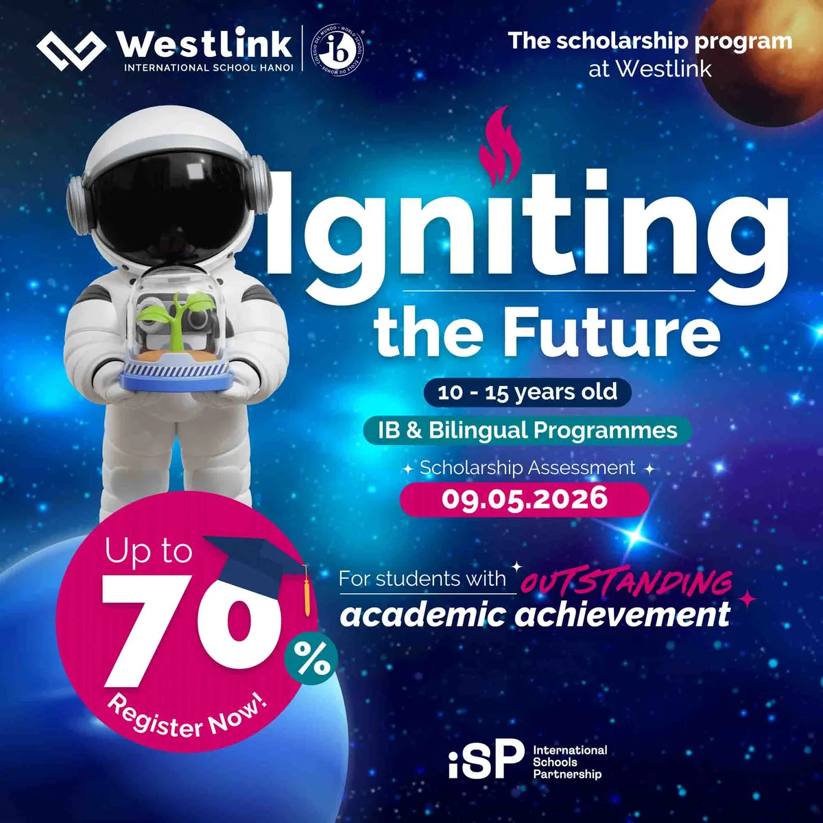 Học bổng tài năng Westlink 2026 lên tới 70% IB và Song ngữ